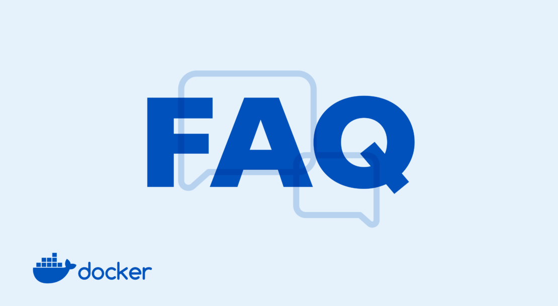 Text that says faq and includes the docker logo